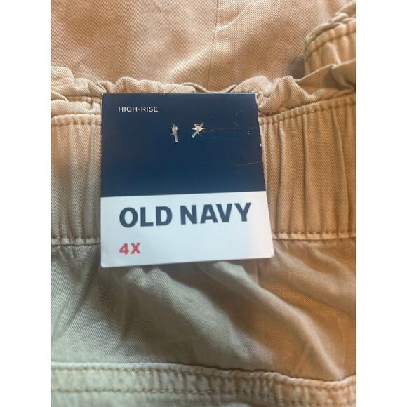 NWT Old Navy Plus Size Women's Tan Pants Cotton/Rayon Pockets Elastic Waist 4X - Picture 3 of 6